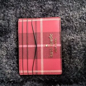 NWOT! Kate Spade Staci Plaid Slim Card Holder in Bright Rose Plaid!